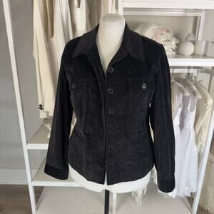 Talbots Faux stretch suede black blazer jacket women’s size 14, casual #3403